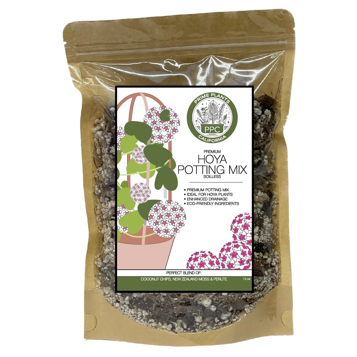 Premium Hoya Potting Mix - Prime Hoya Mix - Hoya Plant Premium Well Draining Soilless Potting Mix - Made Specially for Hoya Cuttings, Seedlings, or Mother Plants - CA Hoya Grower