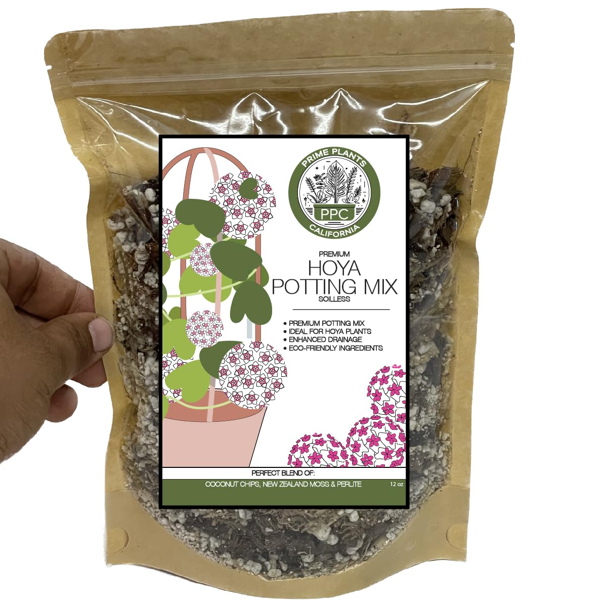 Premium Hoya Potting Mix - Prime Hoya Mix - Hoya Plant Premium Well Draining Soilless Potting Mix - Made Specially for Hoya Cuttings, Seedlings, or Mother Plants - CA Hoya Grower